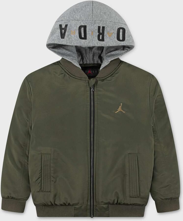 Jordan Big Logo Hooded Bomber Unisex Puffer jackets groen Maat 132-147 Kleding - Foto 3