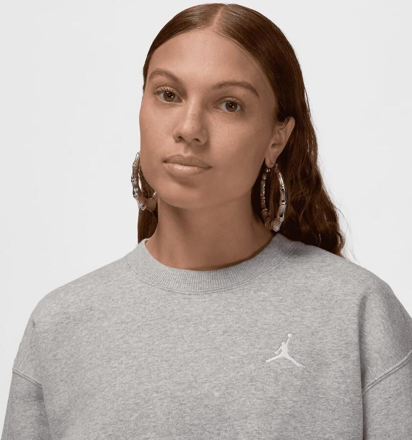 Jordan Brooklyn Crew Sweatshirt Dark Grey Heather White- Dames Dark Grey Heather White