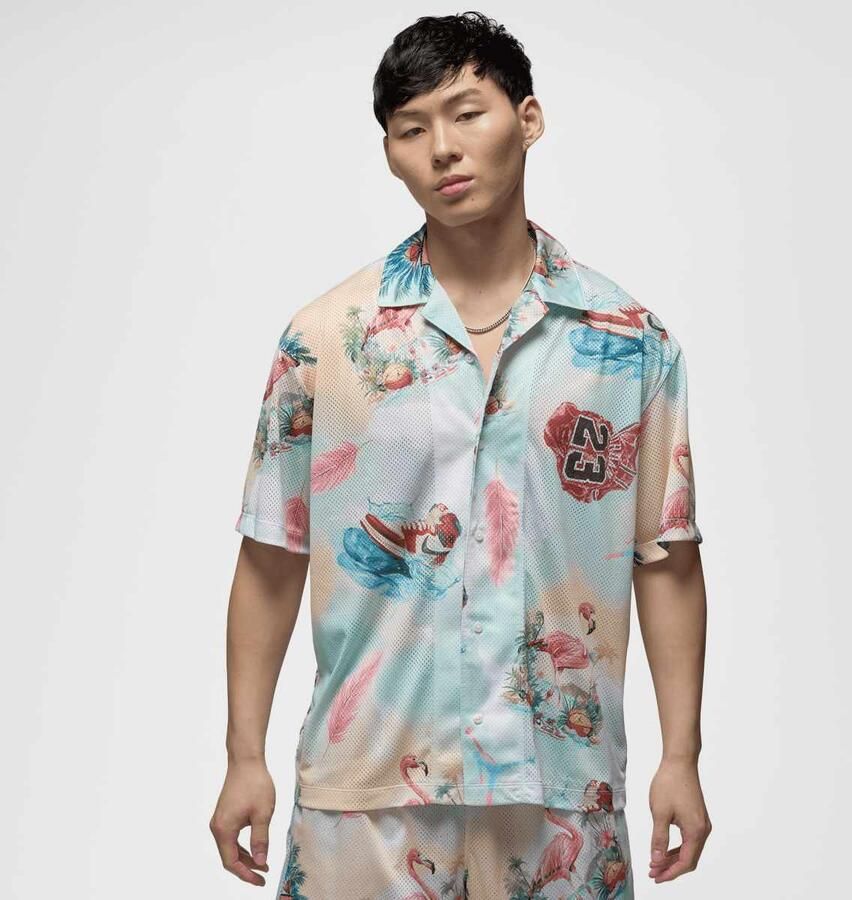 Jordan Essentials All Over Print Camp Top Men Overhemden multicolor Maat XL Kleding - Foto 3