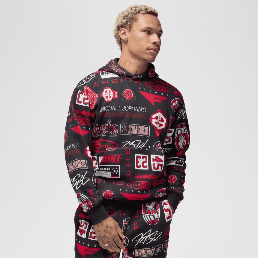 Jordan Essentials All Over Print Fleece Pullover Men Hoodies & Sweaters zwart Maat S Kleding - Foto 3