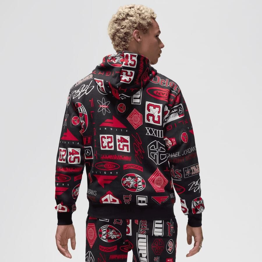 Jordan Essentials All Over Print Fleece Pullover Men Hoodies & Sweaters zwart Maat S Kleding
