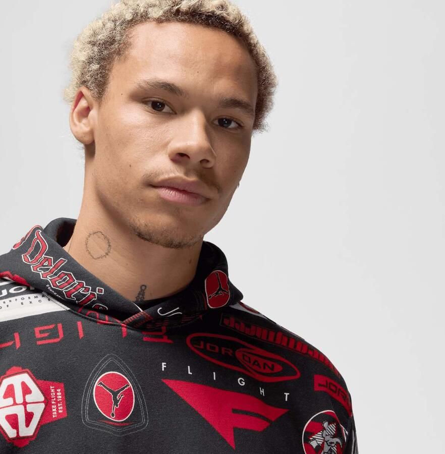 Jordan Essentials All Over Print Fleece Pullover Men Hoodies & Sweaters zwart Maat S Kleding - Foto 2