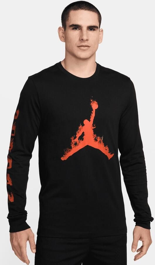 Jordan Flame Longsleeve Crew Men Hoodies & Sweaters zwart Maat S Kleding - Foto 3