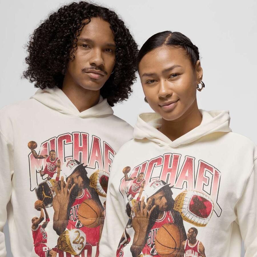 Jordan Flight Graphics Fleece Hoodie Men Hoodies & Sweaters beige Maat XL Kleding