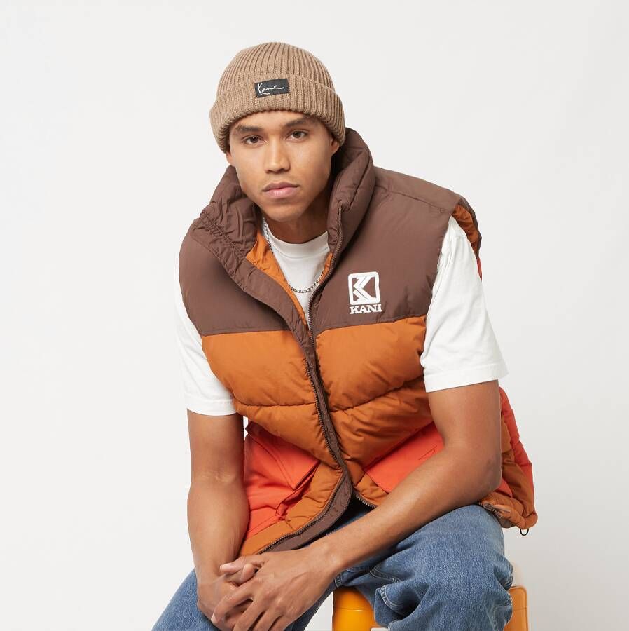 Karl Kani Block Puffer Vest Bodywarmers Kleding dark orange sand brown maat: XL beschikbare maaten:XS S M L XL