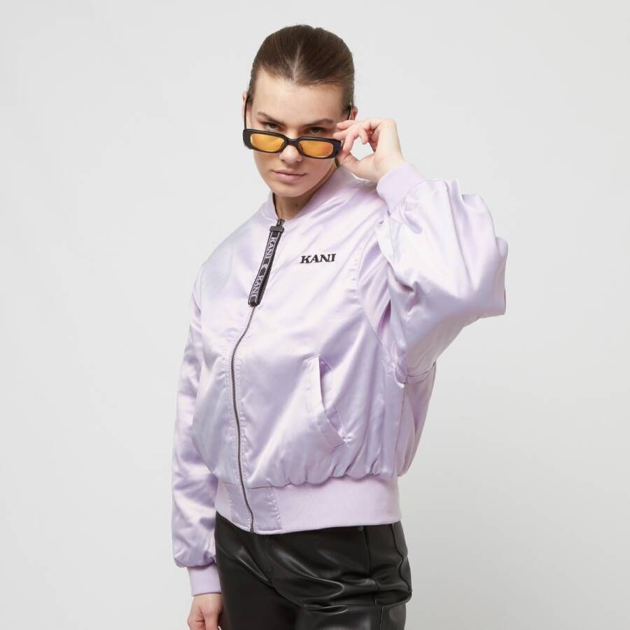 Karl Kani Chest Retro Satin Bomber Jacket College Jassen Kleding light lavender maat: XL beschikbare maaten:XS S M L XL