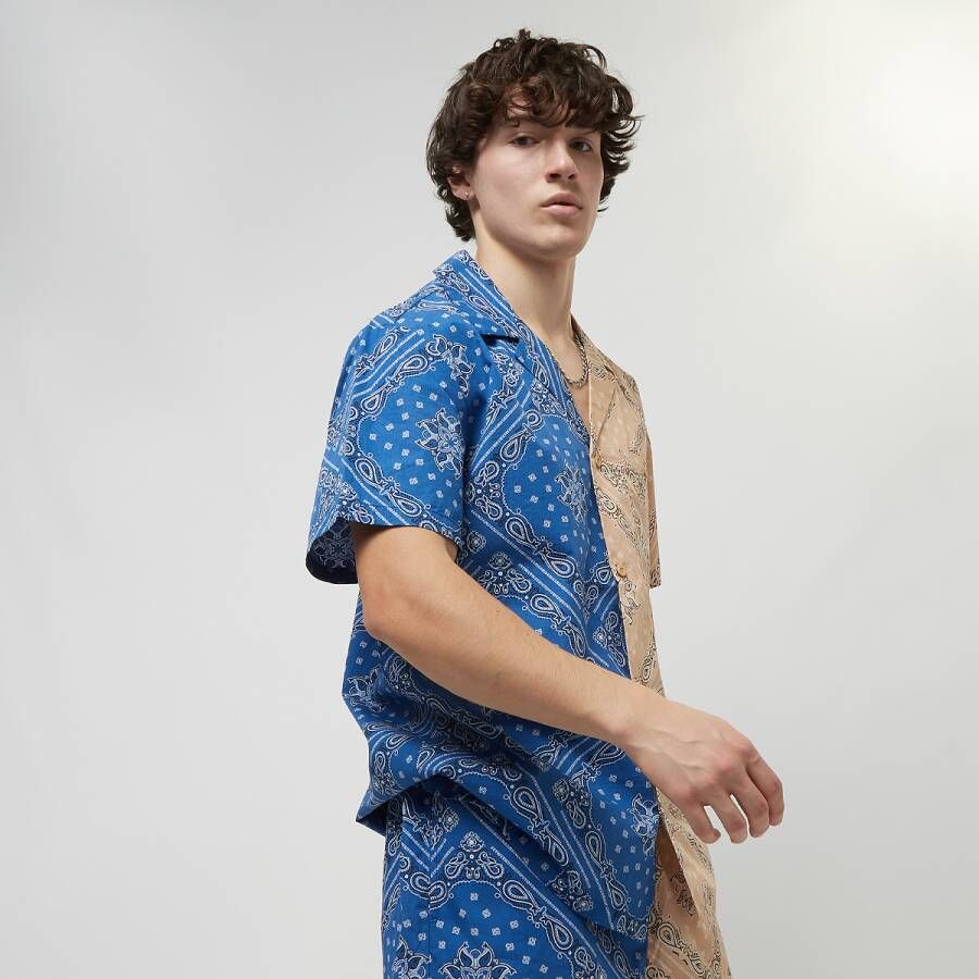 Karl Kani Chest Signature Paisley Block Resort Shirt Korte mouwen Kleding blue sand maat: XL beschikbare maaten:S M XL