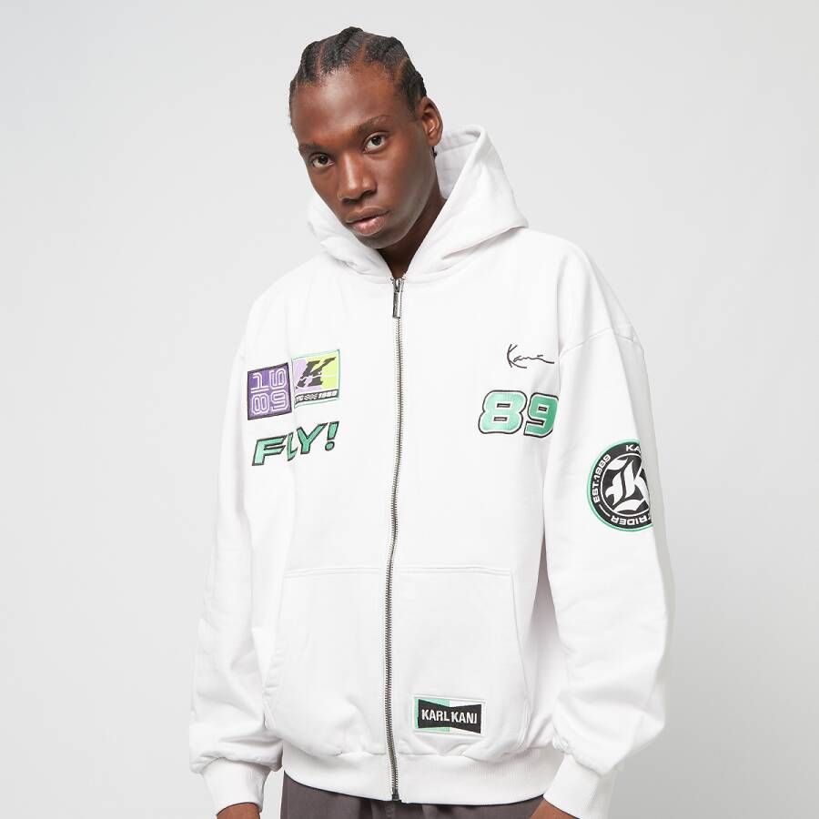 Karl Kani Chest Signature Patch Os Zip Hoodie Hooded vesten Kleding white maat: M beschikbare maaten:S M L XL