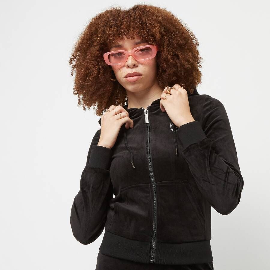 Karl Kani Chest Signature Tight Full Zip Velvet Jacket Rits hoodies Dames Black maat: L beschikbare maaten:XS S M L