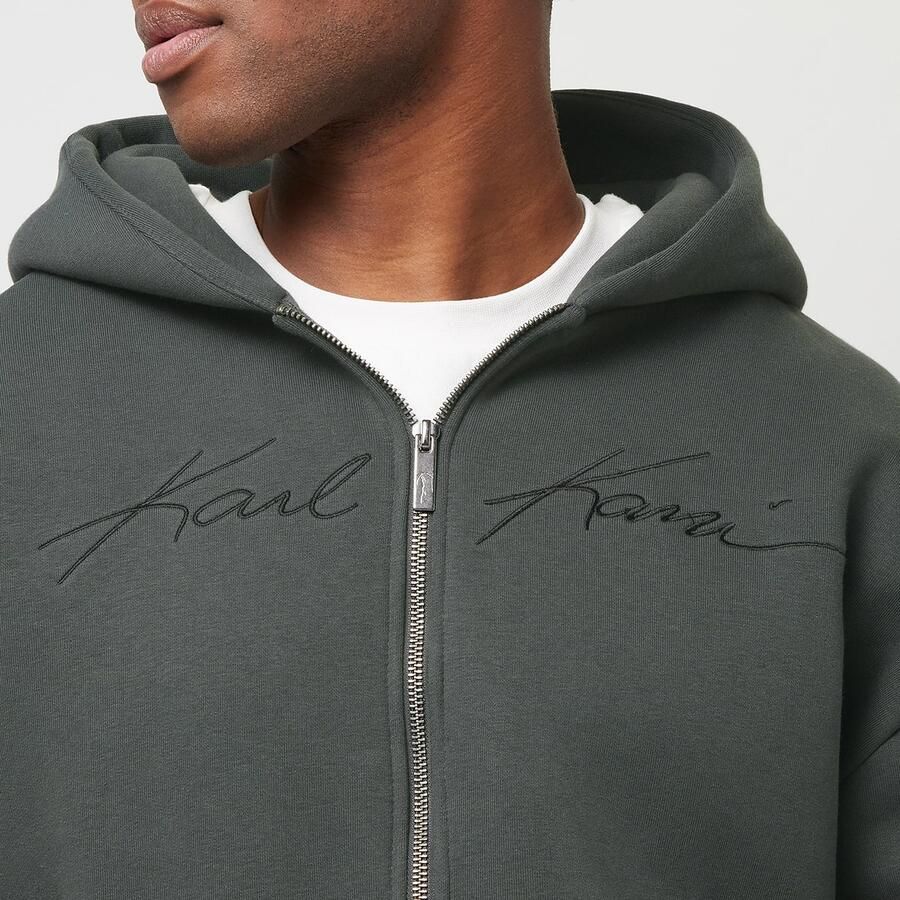 Karl Kani Autograph Heavy Sweat OS Ziphoodie men Hoodies & Sweaters grijs Maat XL Kleding