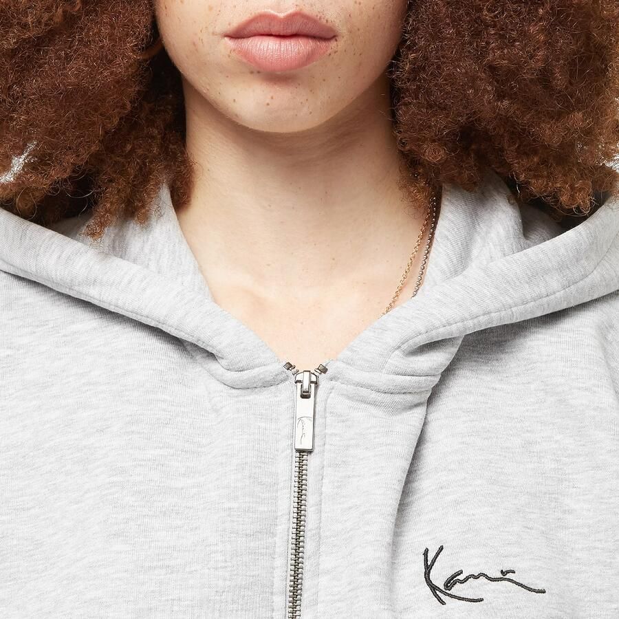 Karl Kani Chest Signature Essential Zip Hoodie Rits hoodies Dames ash grey maat: XS beschikbare maaten:XS S M L XL