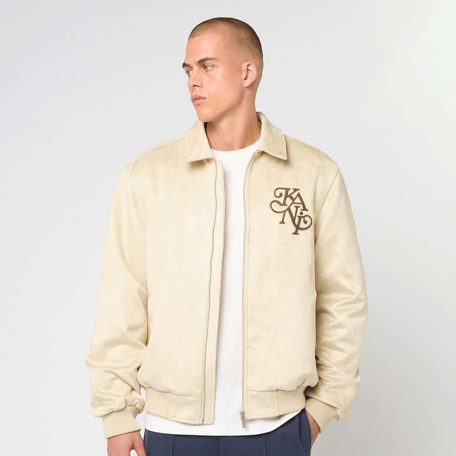 Karl Kani Legacy Faux Suede Bowling Jacket Men Bomberjacks beige Maat XL Kleding - Foto 3