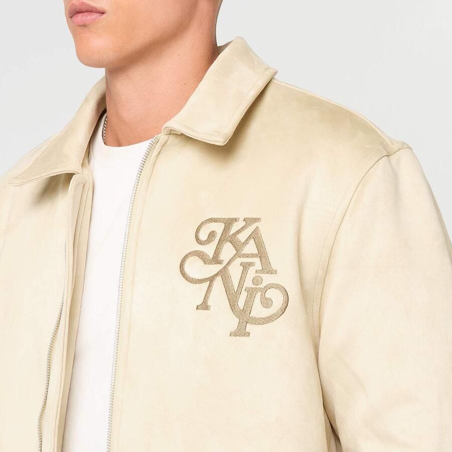 Karl Kani Legacy Faux Suede Bowling Jacket Men Bomberjacks beige Maat XL Kleding - Foto 2