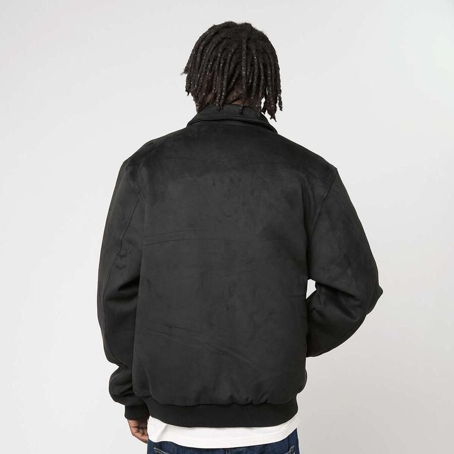 Karl Kani Legacy Faux Suede Bowling Jacket Men Bomberjacks zwart Maat XL Kleding