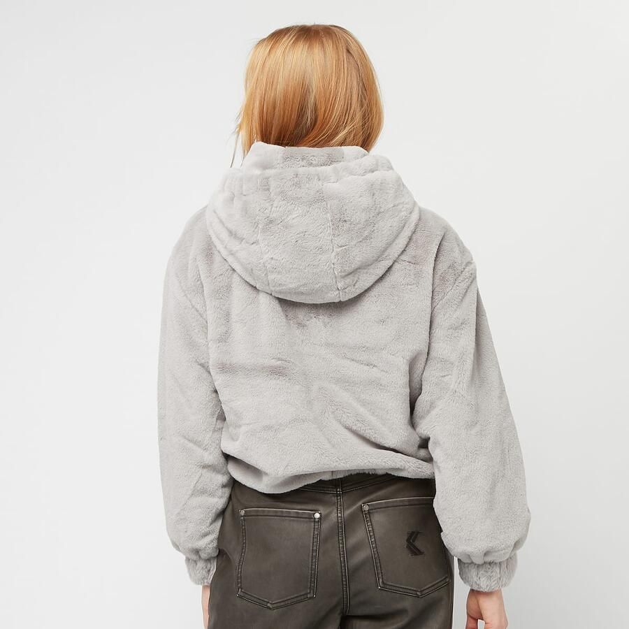 Karl Kani Metal Signature Vegan Fur Zip Hoodie Jacket light grey wo Hoodies & Sweaters grijs Maat L Kleding