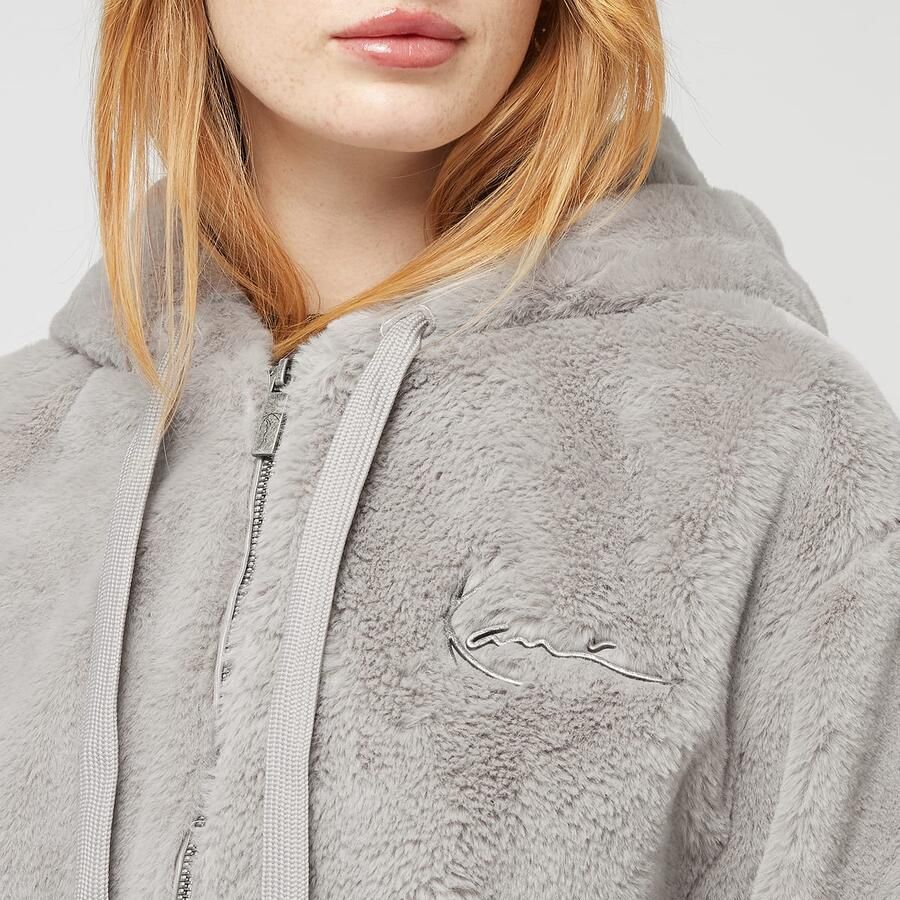 Karl Kani Metal Signature Vegan Fur Zip Hoodie Jacket light grey wo Hoodies & Sweaters grijs Maat L Kleding - Foto 2