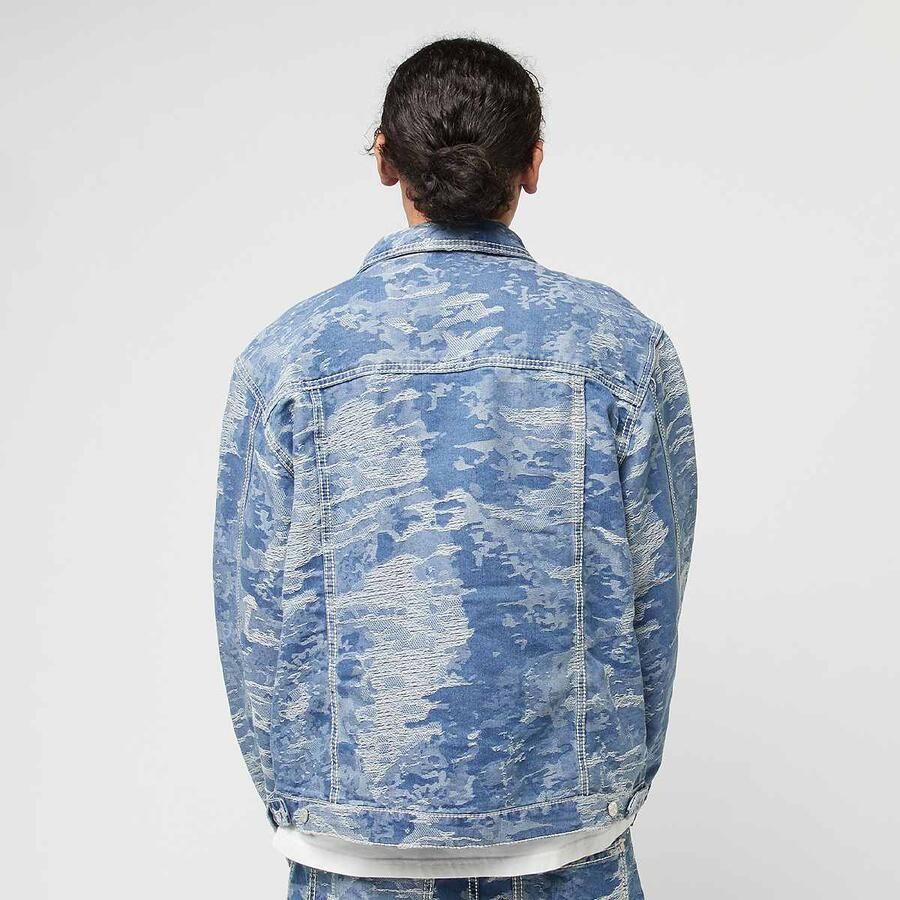 Karl Kani OG Distress Camo Oversized Denim Jacket Men Spijkerjassen blauw Maat XL Kleding