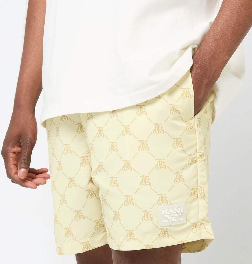 Karl Kani Retro Swim Shorts Men Swimwear beige Maat XS Kleding