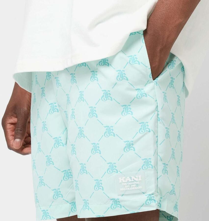 Karl Kani Retro Swim Shorts Men Swimwear turkoois Maat XS Kleding