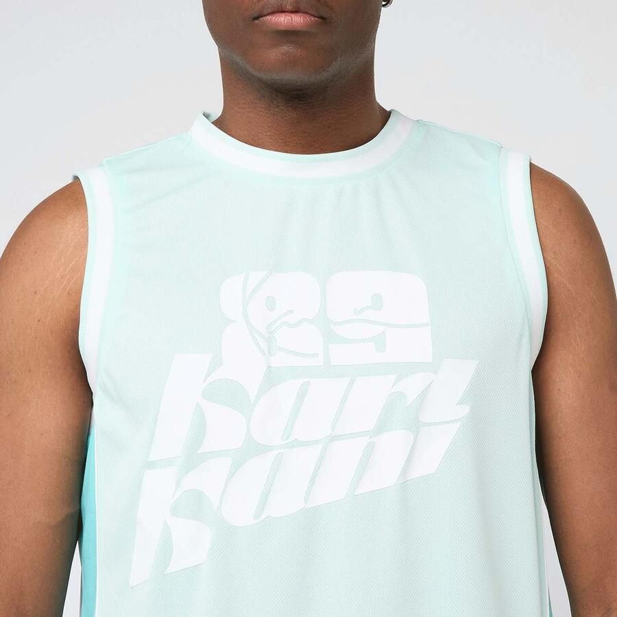 Karl Kani Signature Colorblock Basketball Jersey Men Tanktops turkoois Maat XL Kleding