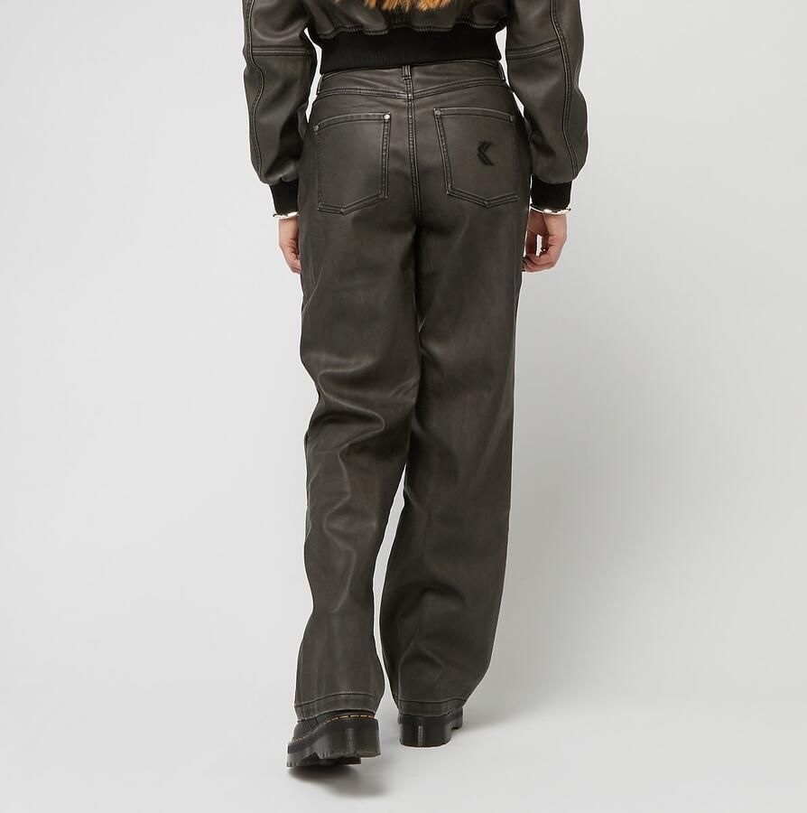 Karl Kani Signature Pu Wide Leg Pants Wo Spijkerbroeken grijs Maat XS Kleding