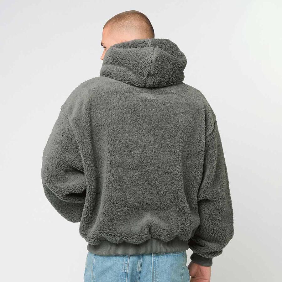 Karl Kani Signature Teddy Hoodie Men Hoodies & Sweaters grijs Maat S Kleding