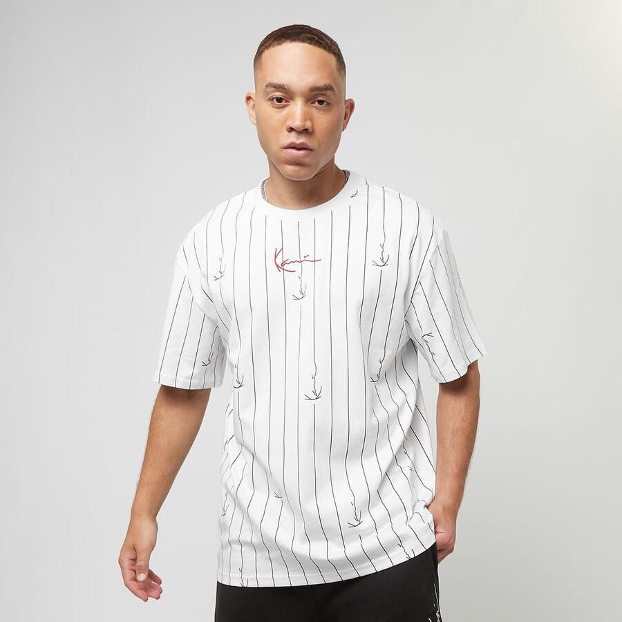 Karl Kani Small Signature Logo Pinstripe Tee Men T-Shirts & Polo's wit Maat XL Kleding - Foto 3