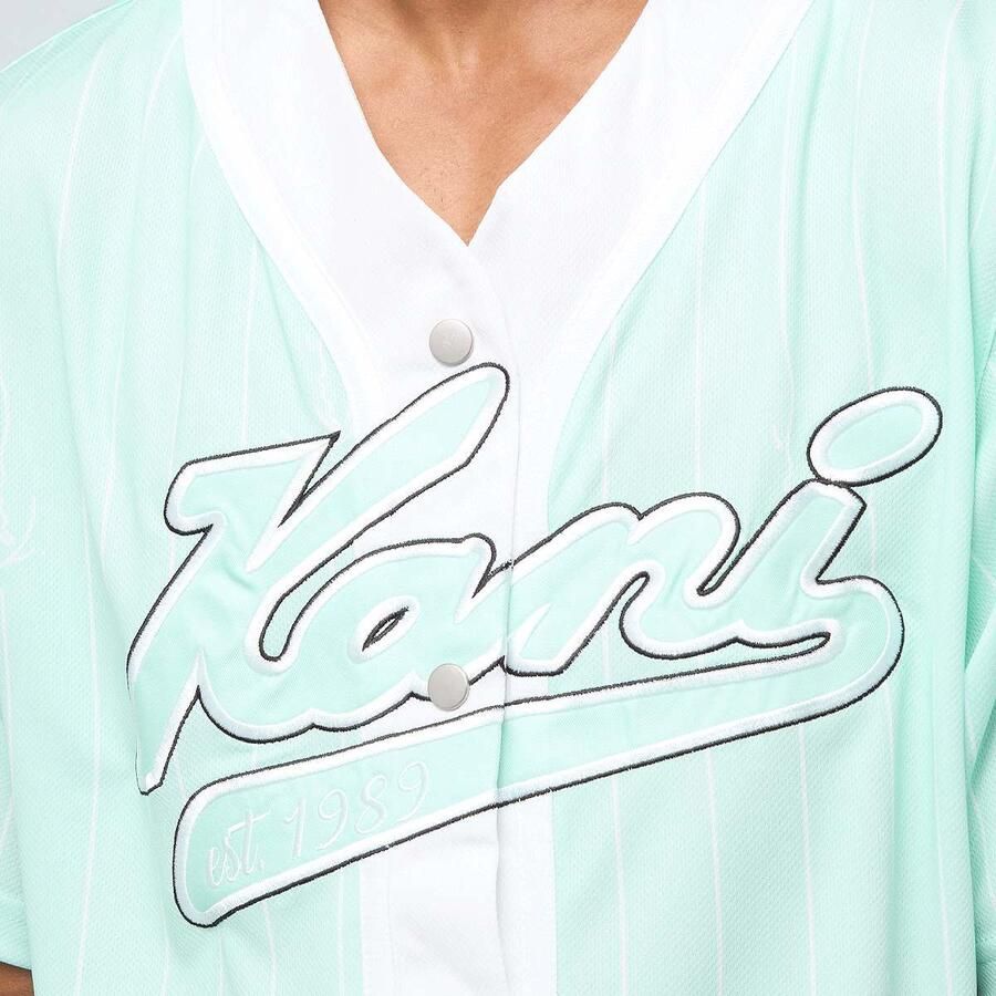 Karl Kani Varsity Logo Pinstripe Baseball Shirt Men Overhemden blauw Maat XL Kleding - Foto 2