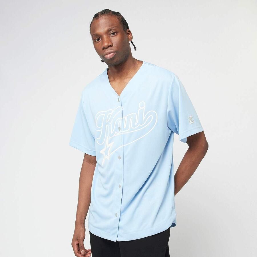 Karl Kani VARSITY STAR BASEBALL SHIRT light blue off white men Overhemden blauw Maat XL Kleding - Foto 3
