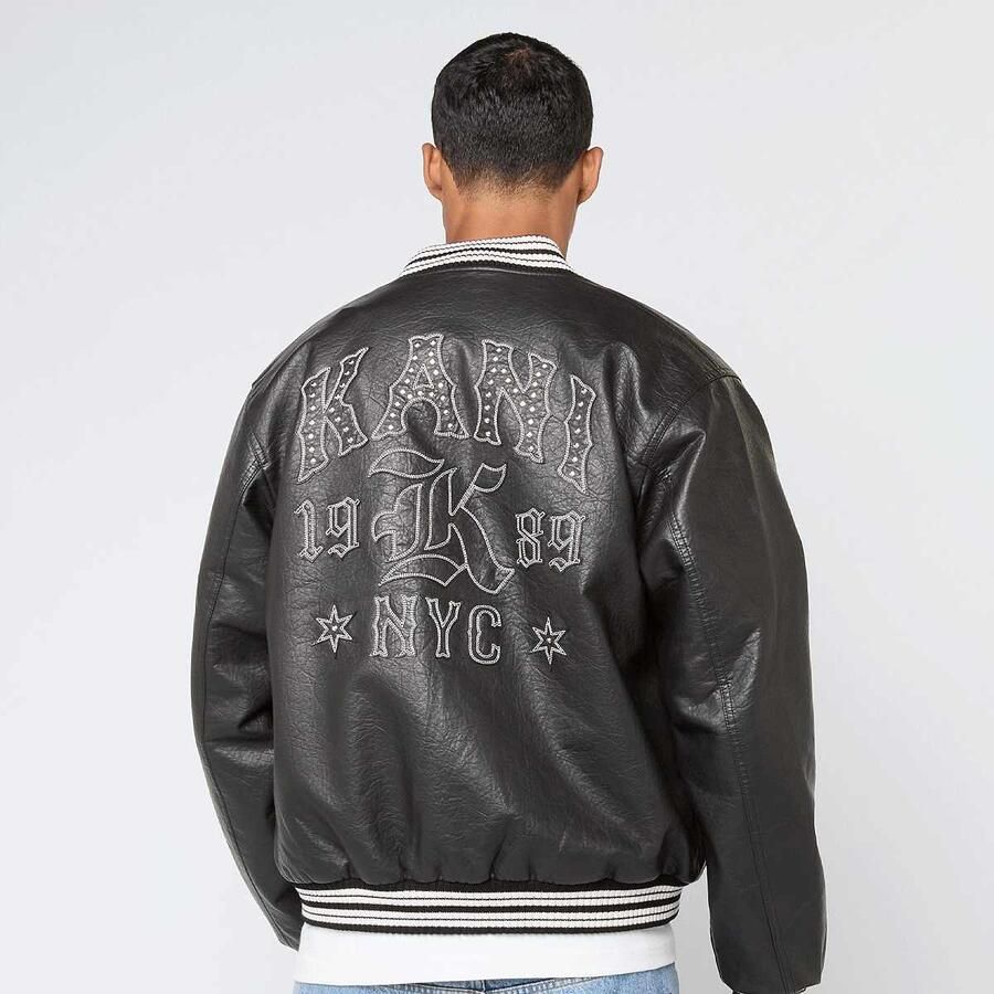 Karl Kani Western Pu Leather College Jacket Men jacks zwart Maat XL Kleding - Foto 3