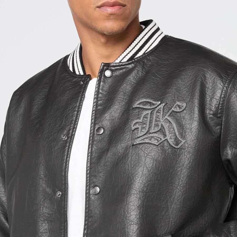 Karl Kani Western Pu Leather College Jacket Men jacks zwart Maat XL Kleding - Foto 2