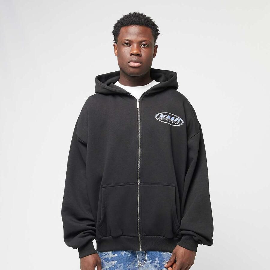 Karl Kani Woven Signature Chrome Zip Hoodie Men Hoodies & Sweaters zwart Maat XL Kleding