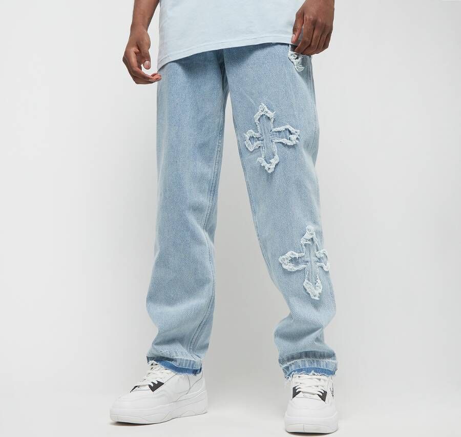 Karl Kani Og Distressed Cross Baggy Five Pocket Denim Spijkerbroeken Kleding light blue maat: 32 beschikbare maaten:32 36