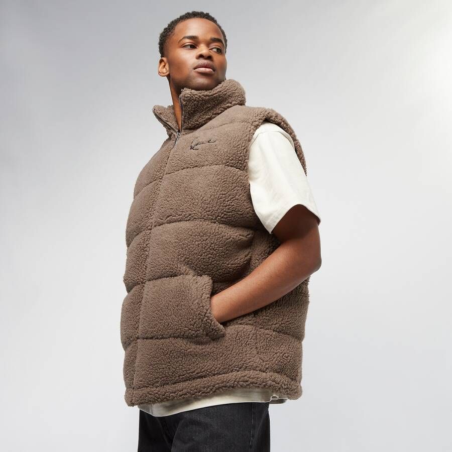 Karl Kani Og Teddy Puffer Vest Bodywarmers Kleding dark taupe maat: S beschikbare maaten:S M L XL