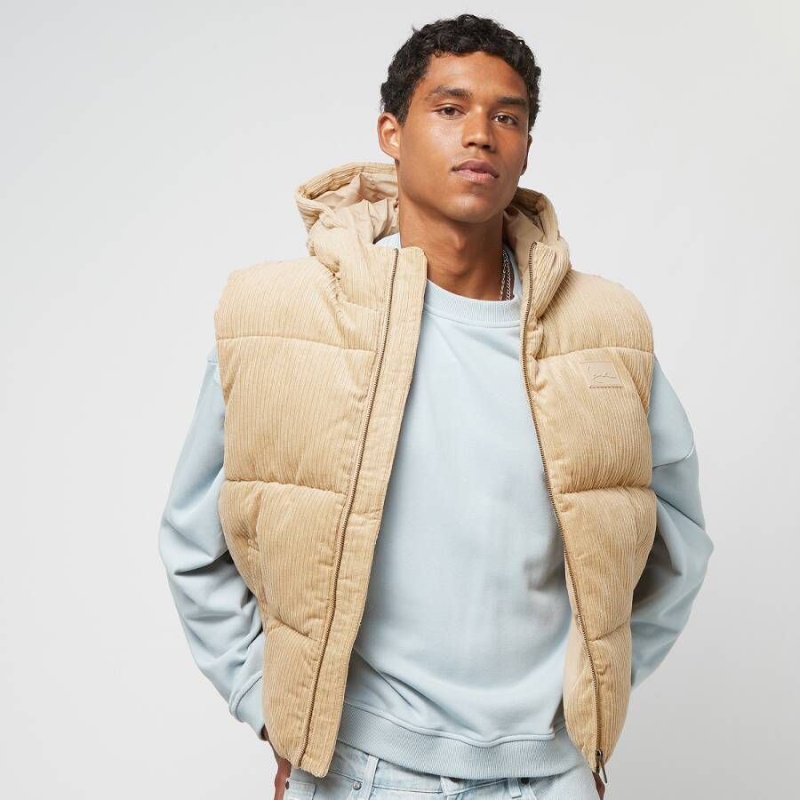 Karl Kani Rubber Signature Corduroy Puffer Vest Bodywarmers Kleding sand maat: XXL beschikbare maaten:S M L XL XXL