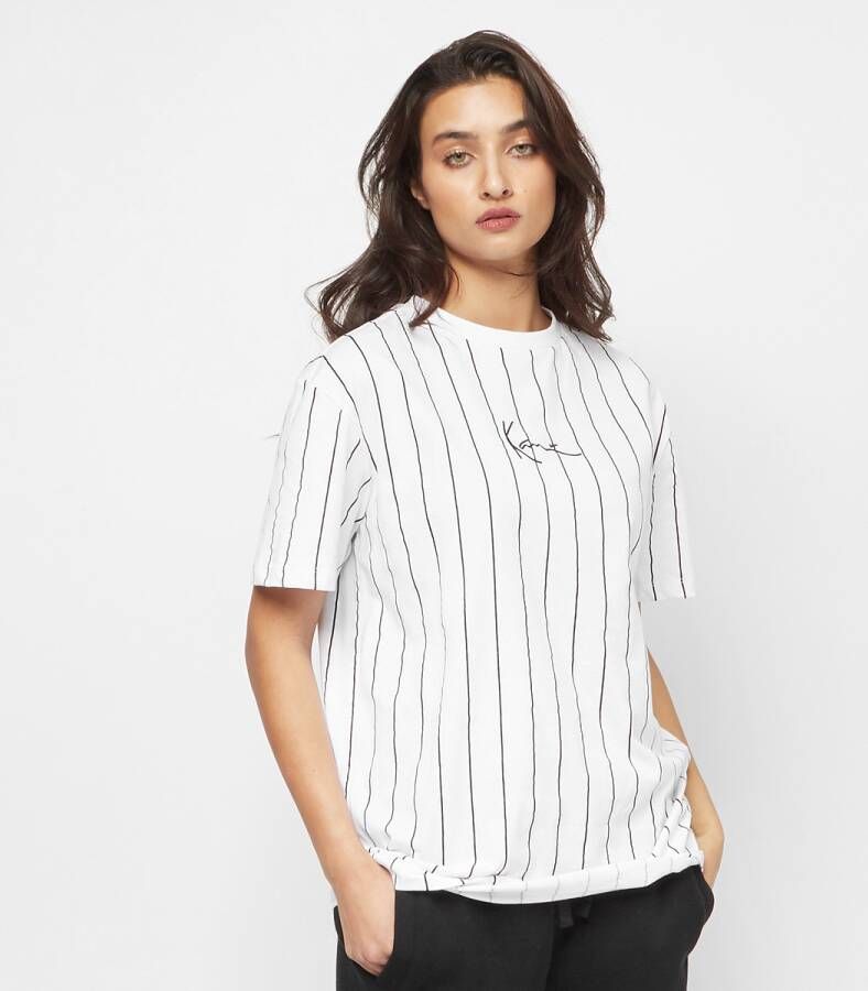 Karl Kani Small Signature Essential Pinstripe Os Tee T-shirts Kleding white black maat: L beschikbare maaten:XS S M L
