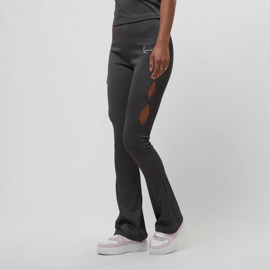 Karl Kani Small Signature Flared Leggings Bi-color Rib Leggings Kleding black anthracite maat: XS beschikbare maaten:XS