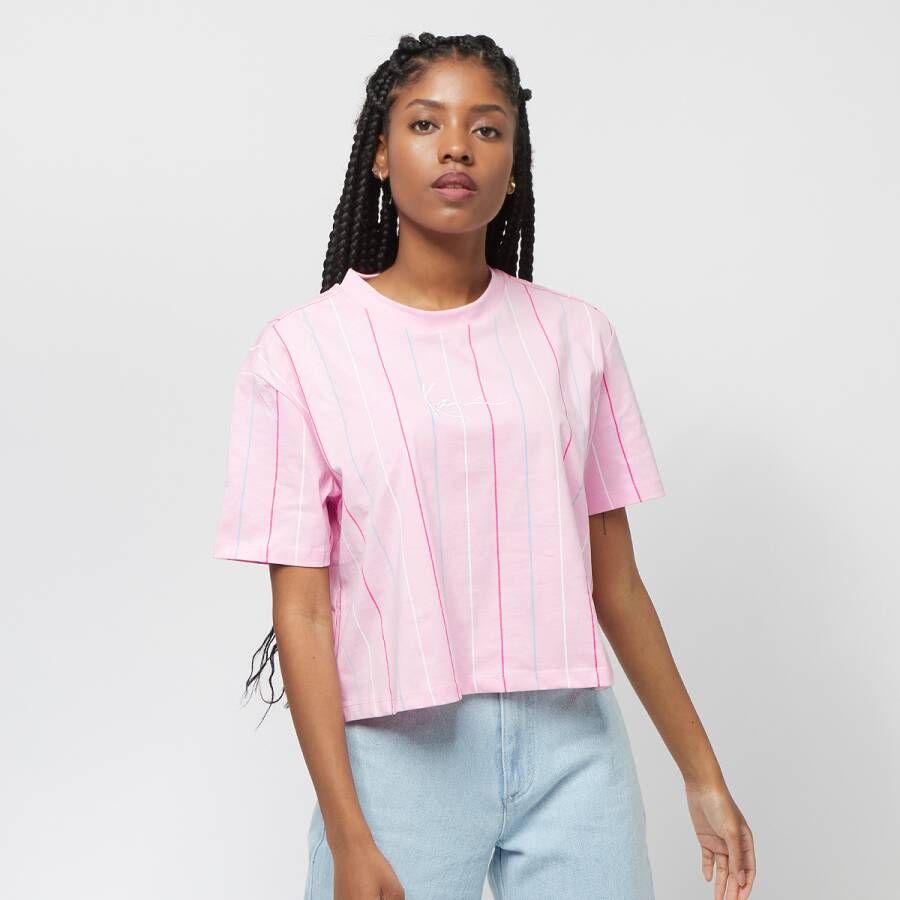 Karl Kani Small Signature Pinstripe Crop Tee