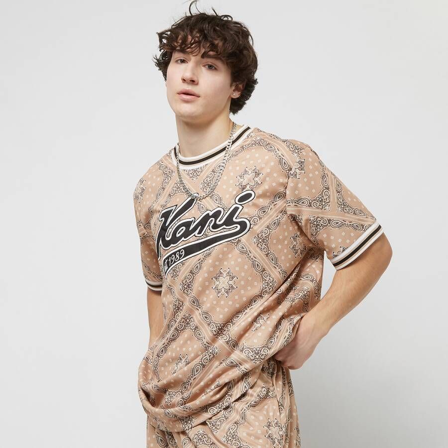 Karl Kani Varsity Paisley Mesh Tee T-shirts Kleding sand black white maat: M beschikbare maaten:M