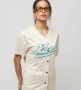 Karl Kani Varsity Pinstripe Baseball Shirt Korte mouwen Kleding light off white white maat: XS beschikbare maaten:XS S M - Thumbnail 1