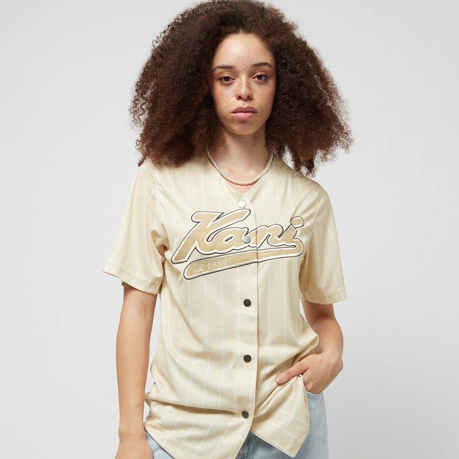Karl Kani Varsity Pinstripe Baseball Shirt Korte mouwen Kleding cream white maat: XS beschikbare maaten:XS S M L
