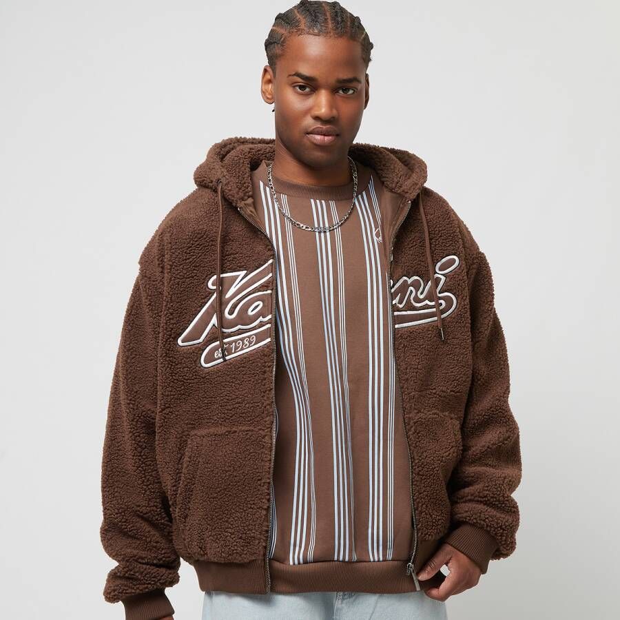 Karl Kani Varsity Teddy Full Zip Hoodie Hooded vesten Kleding brown maat: XXL beschikbare maaten:S M L XL XXL