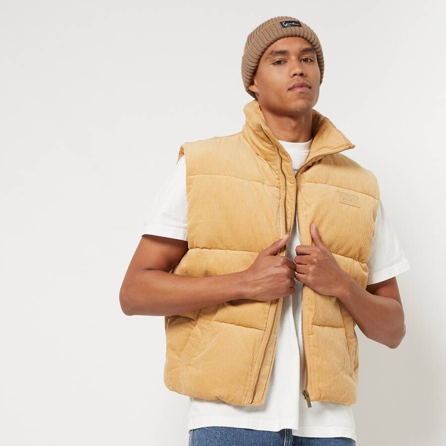 Karl Kani Woven Signature Corduroy Puffer Vest Bodywarmers Kleding sand maat: XXL beschikbare maaten:S M L XXL