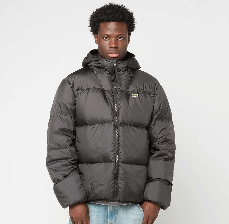 Lacoste Zwarte gewatteerde jas met capuchon Aw24 Black Heren - Foto 3