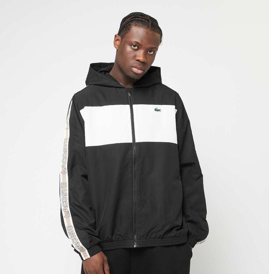 Lacoste Colour Block Taffeta Full Zip Hoodie Black- Heren Black - Foto 3