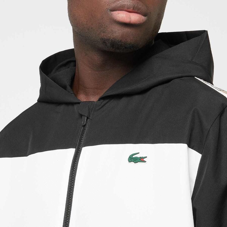 Lacoste Colour Block Taffeta Full Zip Hoodie Black- Heren Black - Foto 2