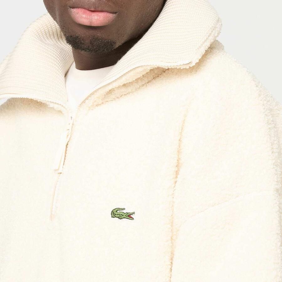 LACOSTE Heren Truien & Vesten High Neck Zipped Fleece Sweatshirt Creme - Foto 6