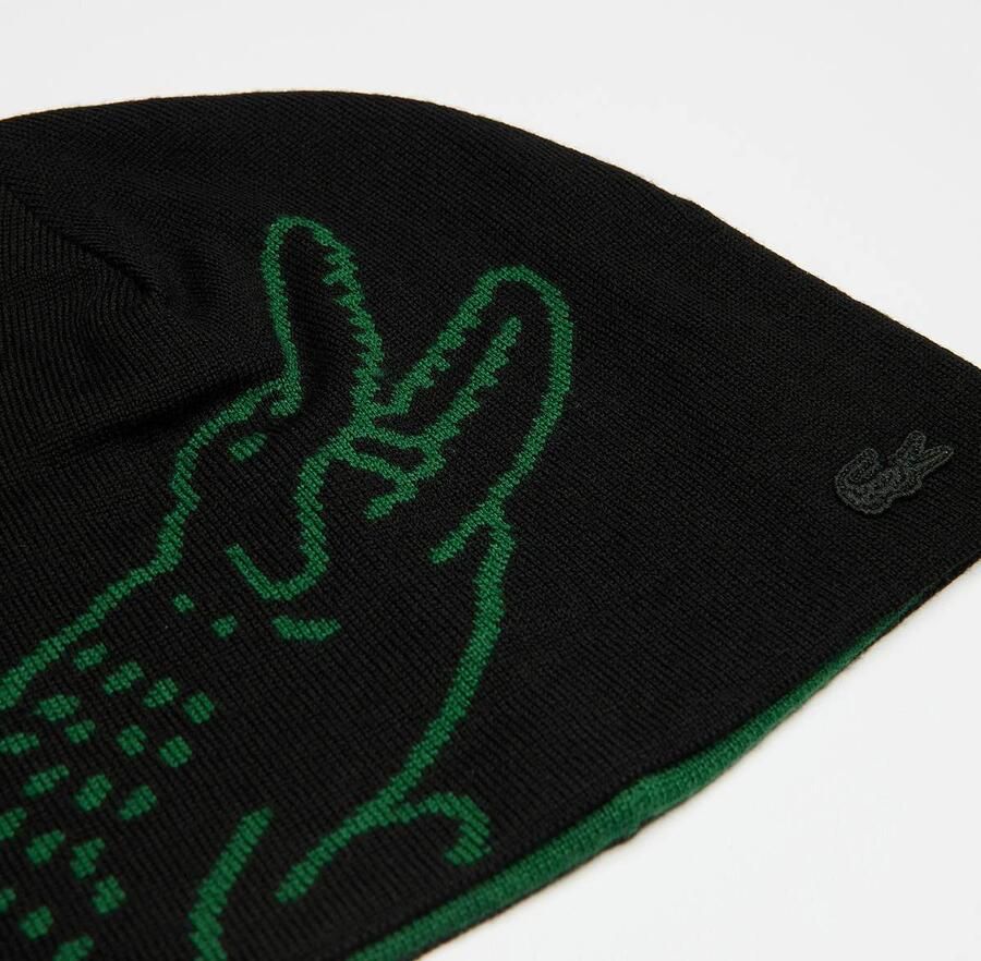 Lacoste Wool Skully Unisex Mutsen zwart Maat ONE SIZE Accessoires