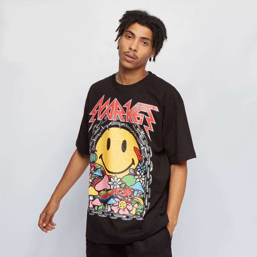 Market Smiley Print Zwart Tee Katoenen T-shirt Multicolor Heren