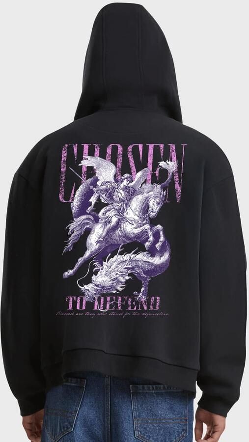 Mister tee Chosen To Defent Fluffy Zip Hoody Men Hoodies & Sweaters zwart Maat XXL Kleding - Foto 3